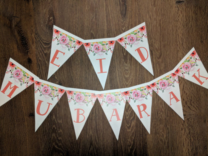 Eid Mubarak Banner - Pink Floral