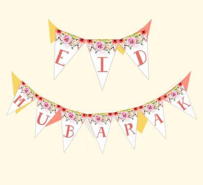 Eid Mubarak Banner - Pink Floral